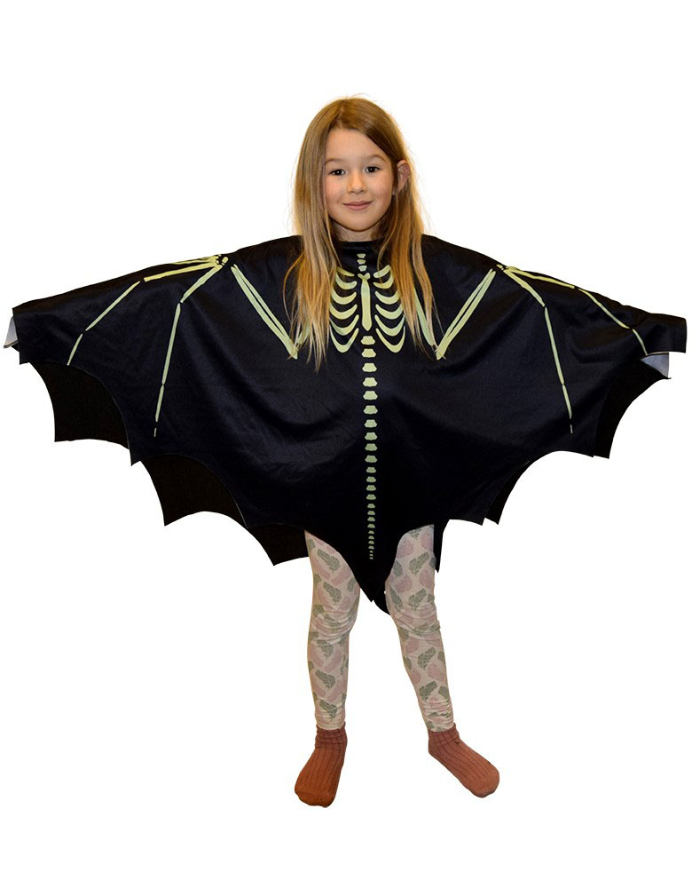 Selvlysende Skelet Poncho til Halloween for Børn 4-7 år