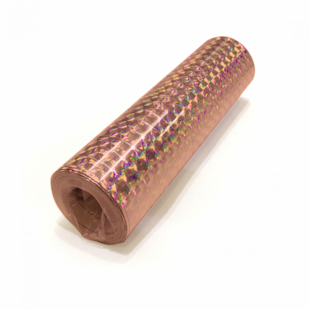 Holografiske Rose Gold Serpentiner – 18 Ruller til Fest