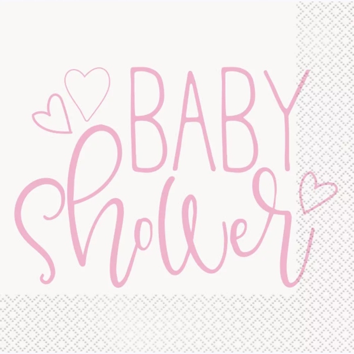 Servietter   Pink Til Babyshower Pige 16x