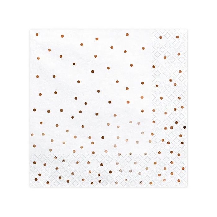 Servietter med rose gold prikker - 20 stk. til festlige lejligheder