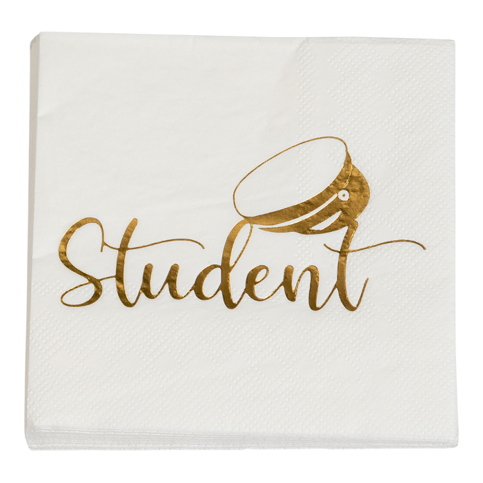 Guld Student Servietter - 16 stk. 33x33 cm