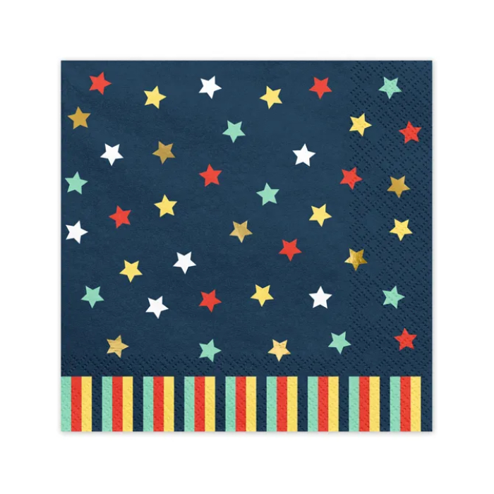 Servietter i Navy med Stjerner - 12 stk. 33x33 cm