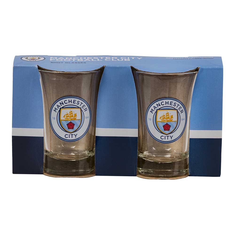 Manchester City Shotglas – 2 stk. til fodboldfesten!