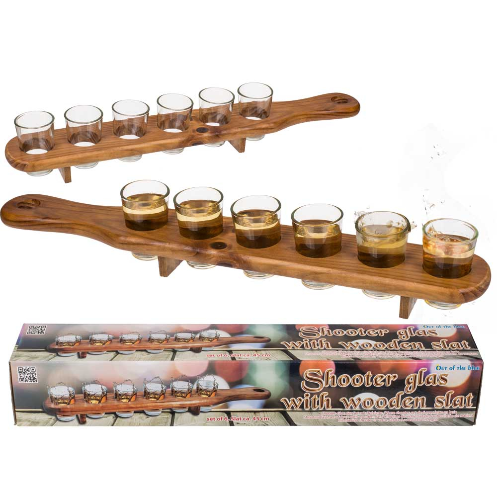 Shotglas med Træserveringsbræt – Perfekt Gaveidé!
