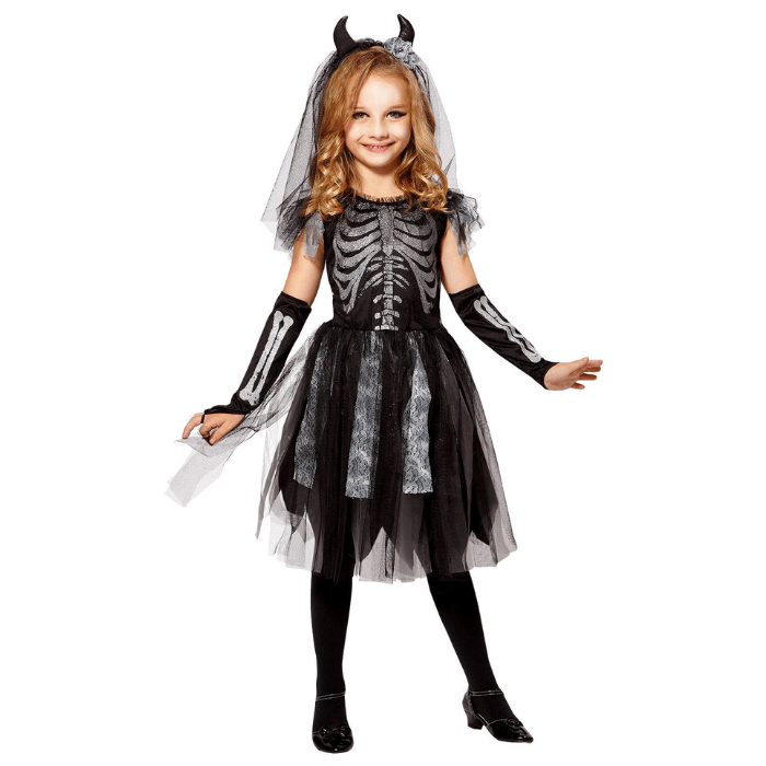 Skelet Brud Kostume til Børn - Fantastisk Halloween Udsalg!