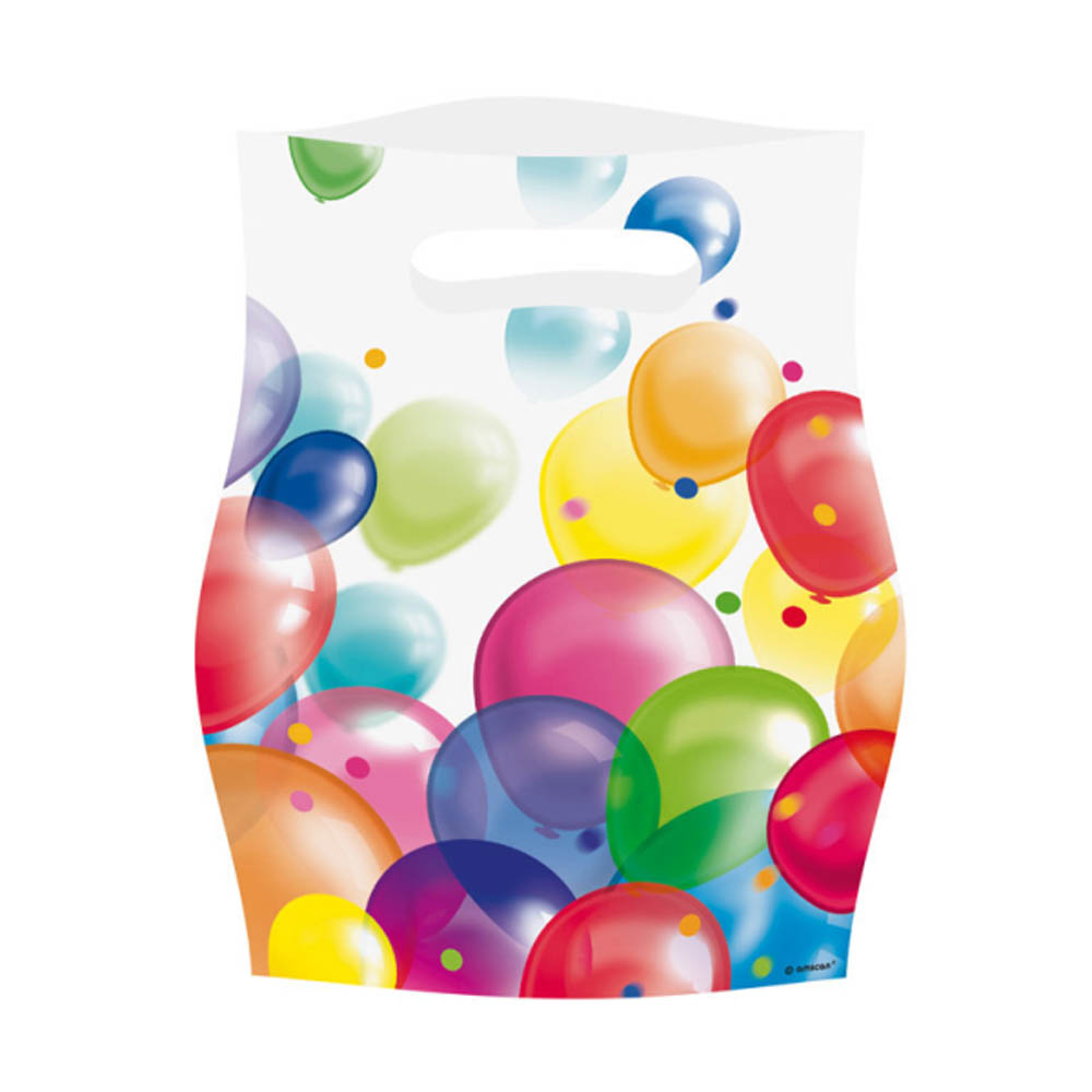 Farverige slikposer med balloner – 8 stk. til fest!