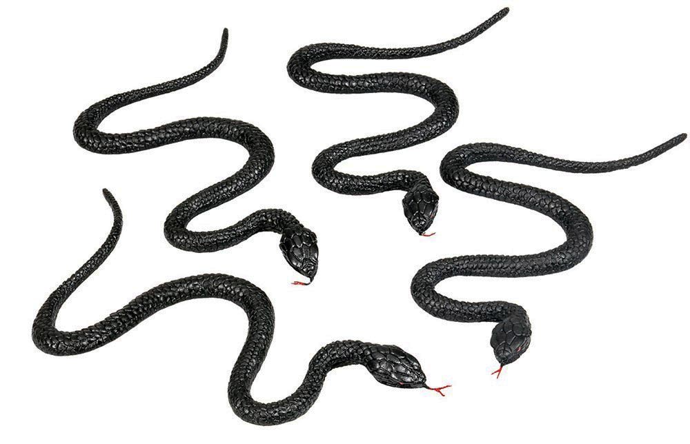 Skræmmende Sorte Plastikslanger til Halloween – 5 stk.