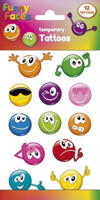 Farverige Smiley Tatoveringer – 12 Stk til Festlige Øjeblikke