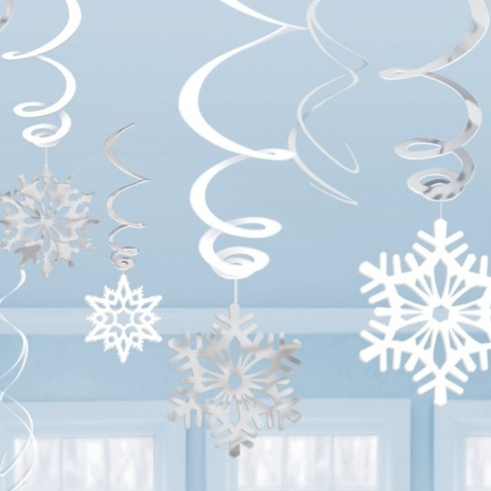 Snefnug Swirls 12 stk. – Fantastisk vinterdekoration!