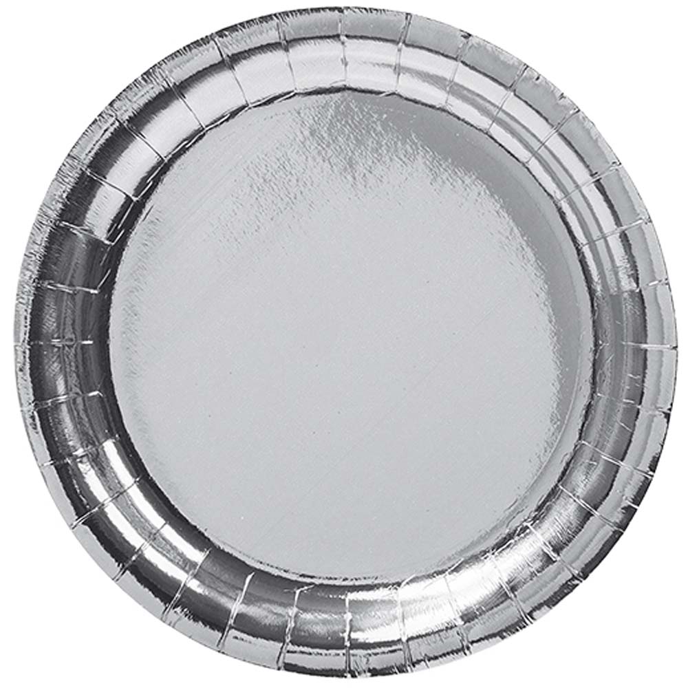 Sølvmetallic Paptallerkner – 8 stk. til Festlige Anledninger