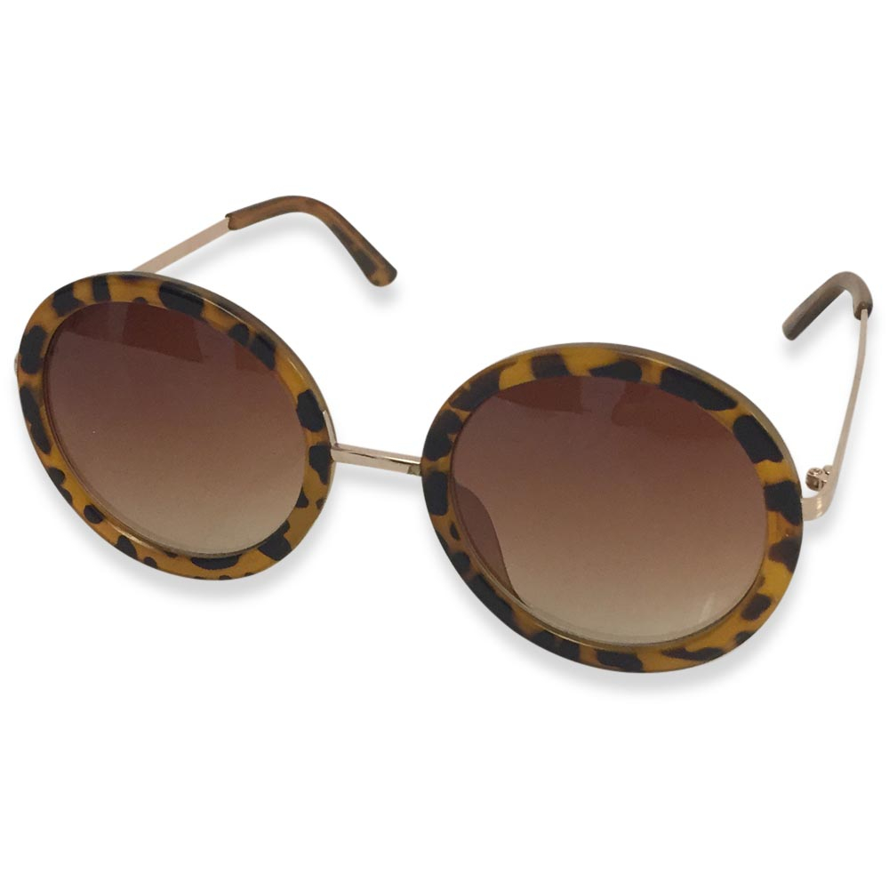 Runde solbriller "Temple" i brun leopard - Udsalg!