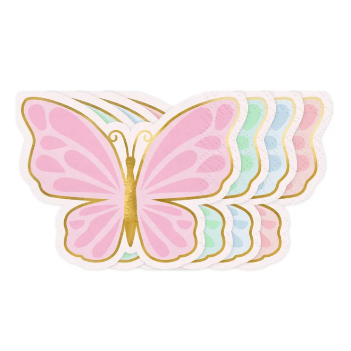 Sommerfugl Servietter i Flere Farver - 16x12 cm