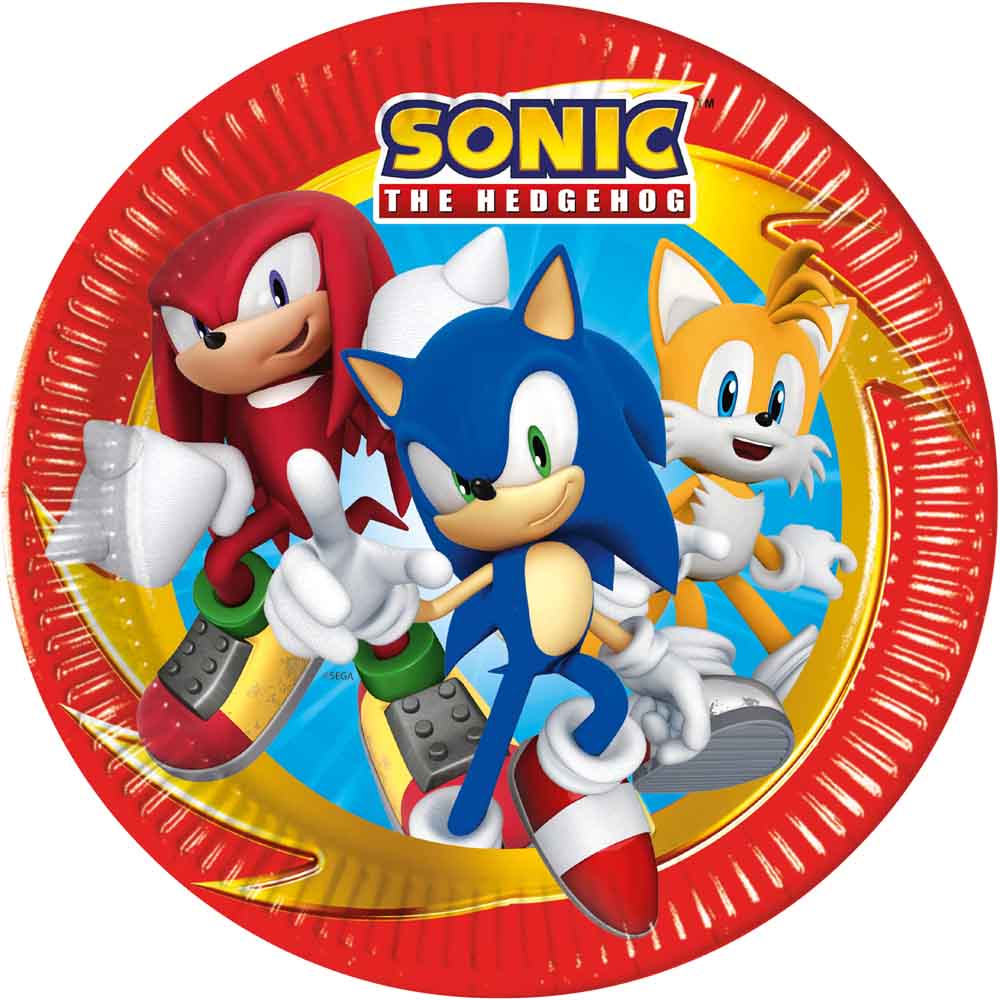 Sonic Fødselsdag Paptallerkner – 8 Farverige Tallerkner