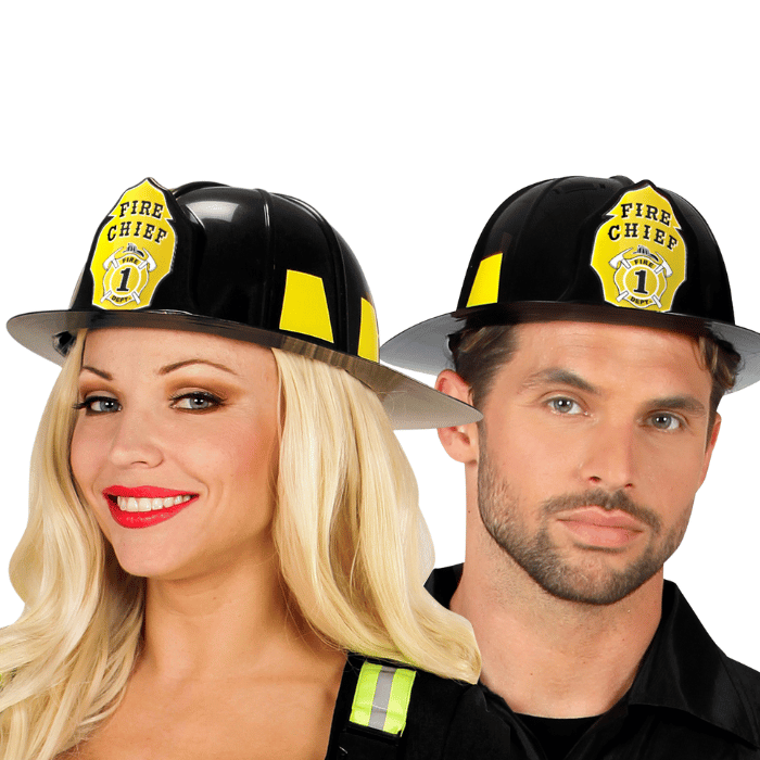 Sort Brandmandshjelm Unisex - Perfekt til festlige anledninger!