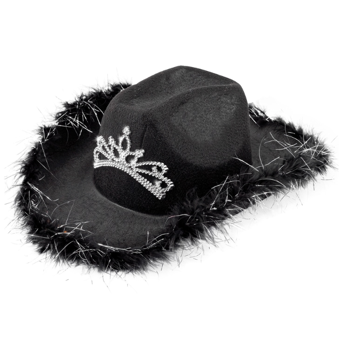 Sort Cowboyhat med Tiara til Festlige Anledninger