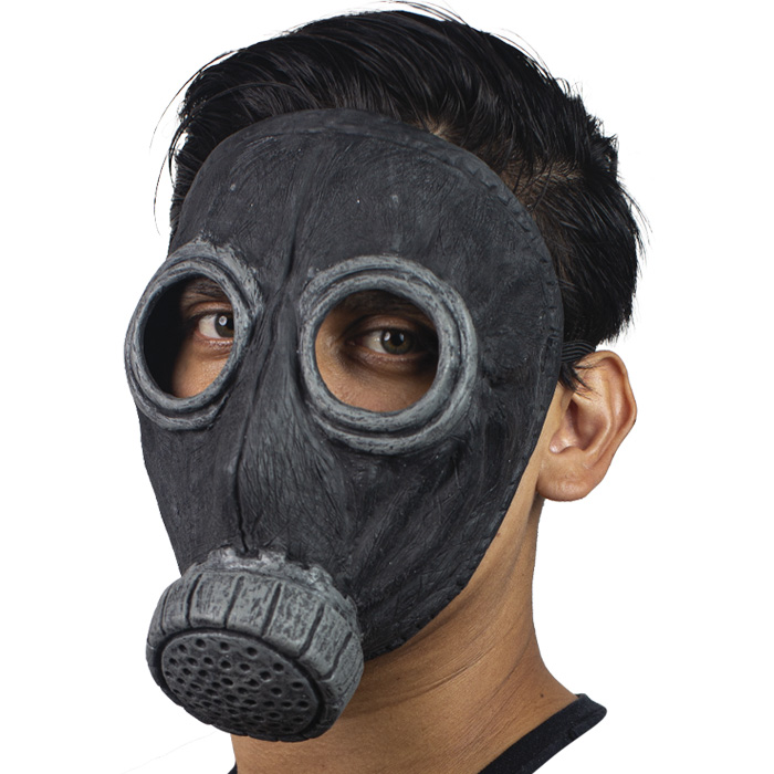Sort Latex Gasmaske til Halloween Fest - Uhyggeligt Look!