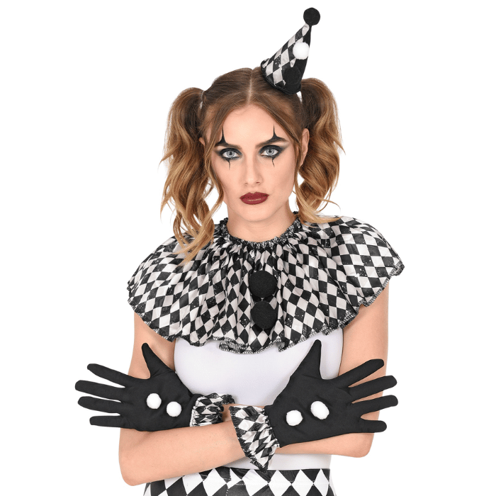 Sort Hvid Harlekin Kostume   Dele