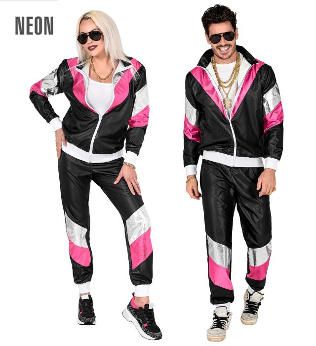 Retro Træningsdragt i Sort Læderlook til Fest - 2 Dele