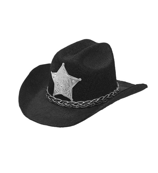 Sort Mini Sherif Cowboy Hat til Temafester