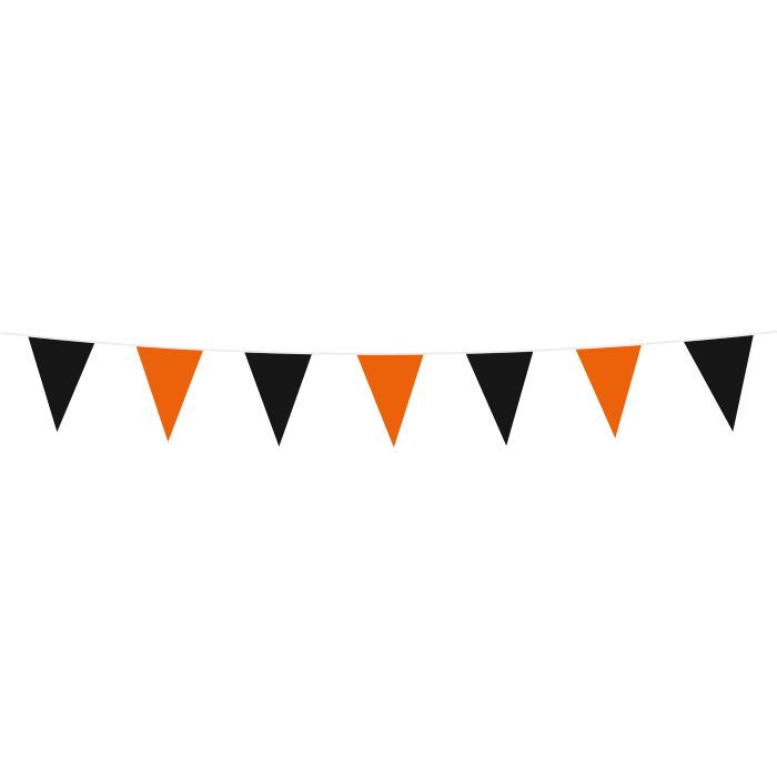 Sort og Orange Halloween Flagguirlande - 3 m Dekoration