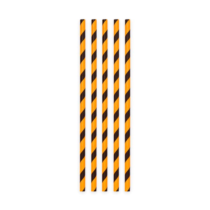 Sort   Orange Stribet Halloween Papir Sugerør 20x 197x6