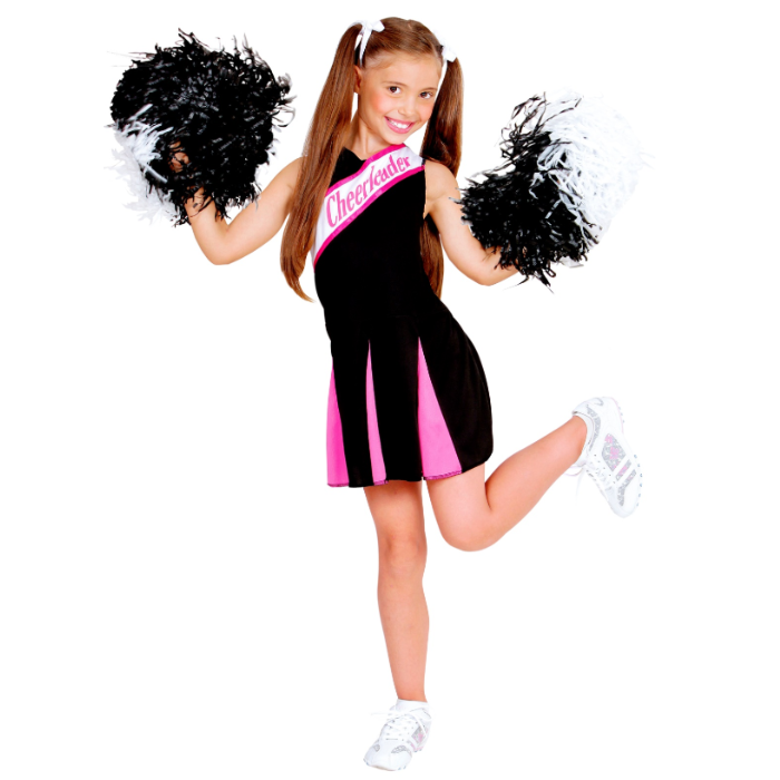Sort og Pink Cheerleader Kostume til Børn - Tilbud!