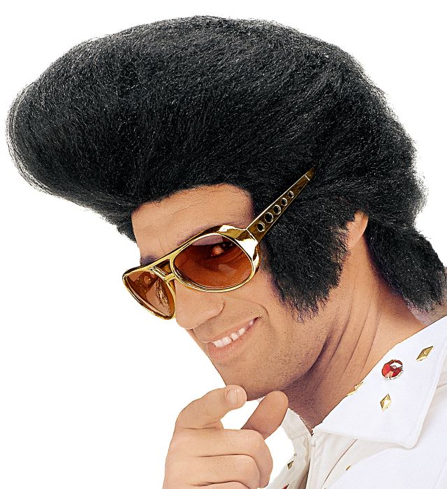Sort Elvis Rock'n'Roll Paryk - Fantastisk Til Fest!