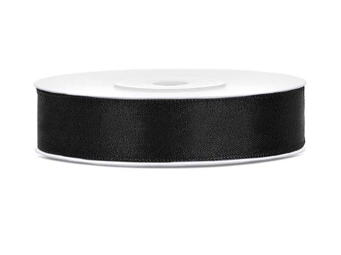 Sort Satinbånd 12 mm x 25 m - Perfekt til festdekorationer