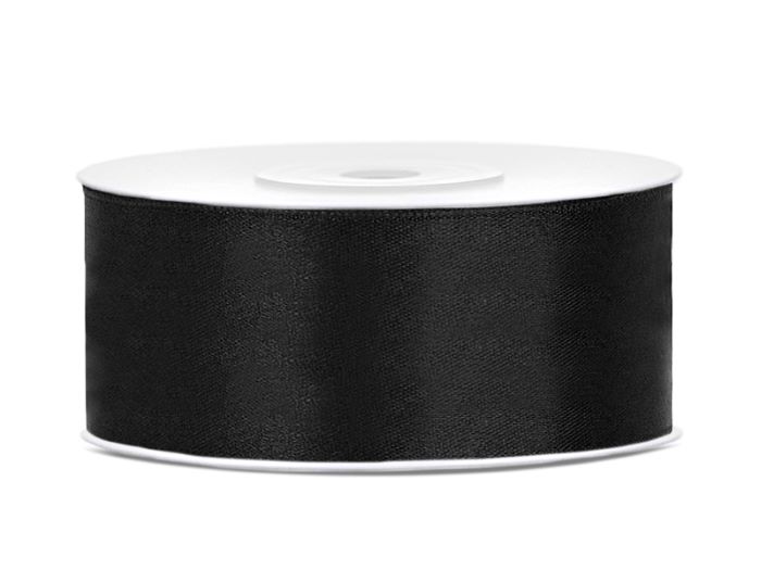 Sort Satinbånd 25 mm x 25 m - Perfekt til Festdekorationer
