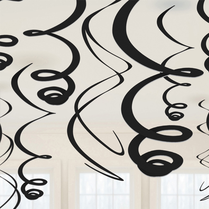 Sorte Swirls - 12 stk. til festlige anledninger