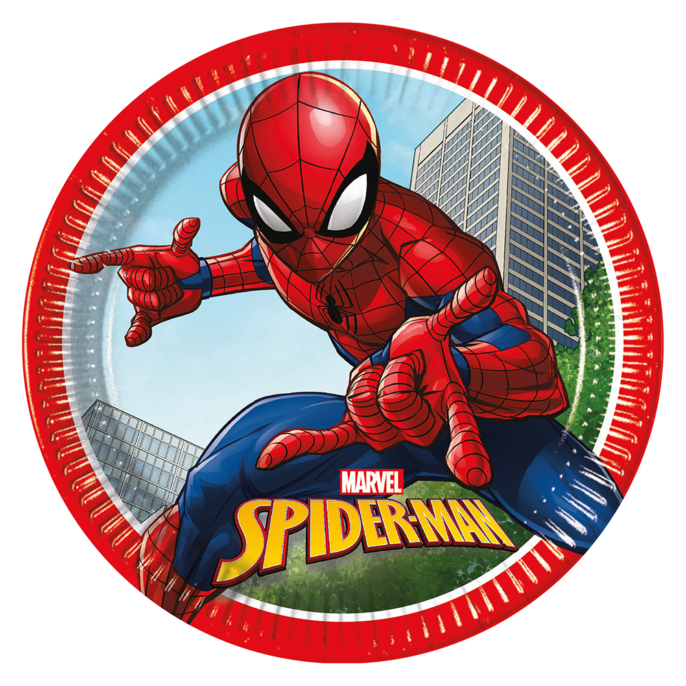 Spiderman Paptallerkener - 8 stk. til børnefødselsdag