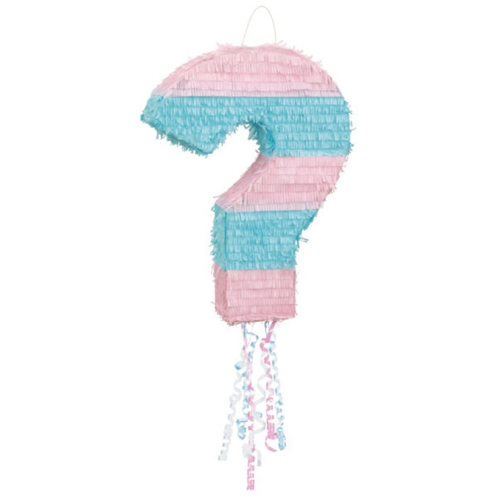 Spørgsmålstegn Gender Reveal Piñata - Blå og Pink