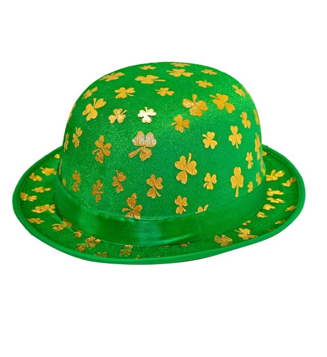 St. Patricks Bowler Hat med Kløver - Festlig Hatte til Fejring