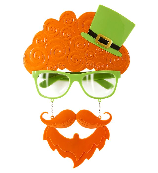 St. Patricks Day Briller med Skæg og Top Hat