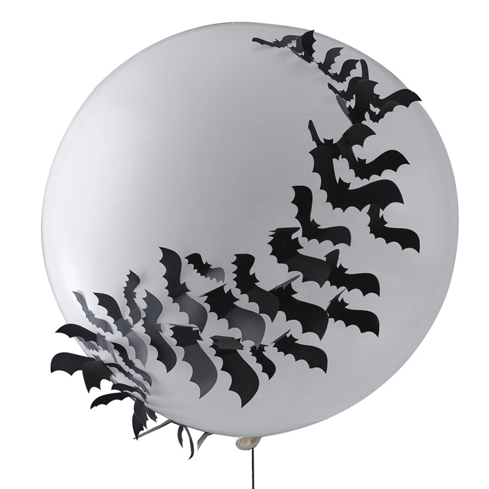 Stor Hvid Flagermus Ballon til Halloween Fest 32 cm
