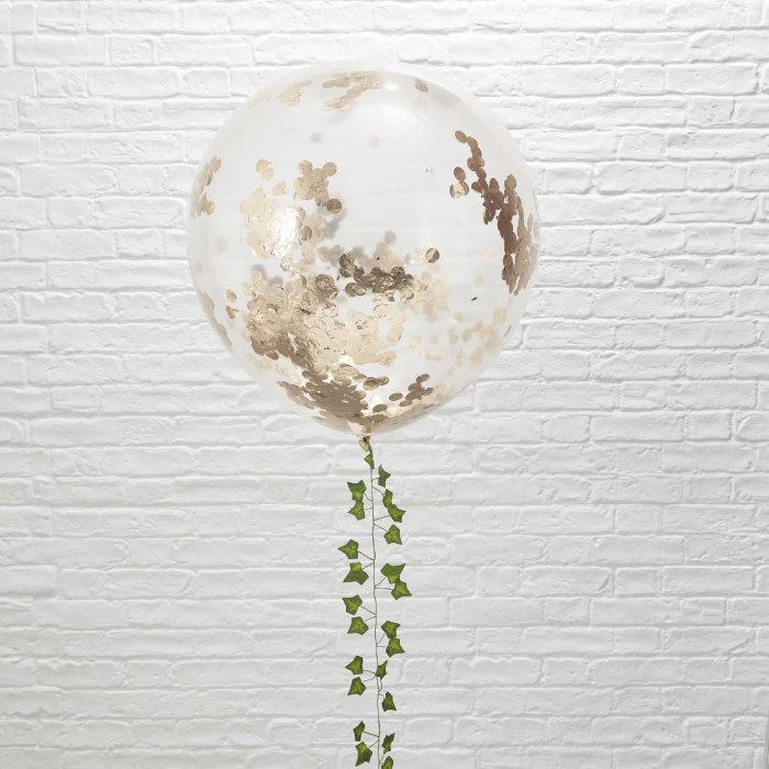 Store balloner med rose gold konfetti – Festlig dekoration!