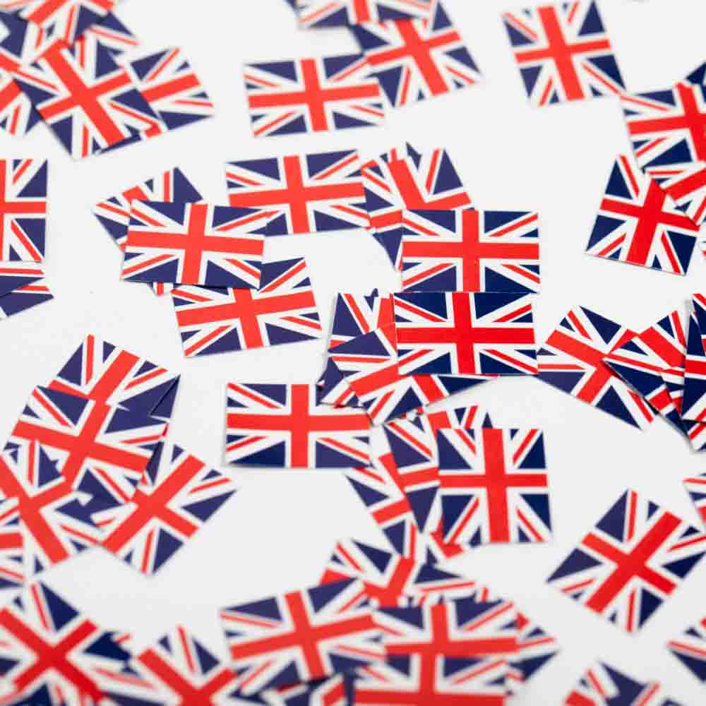 Festlige britiske papirflag – 150 stk. til dekoration