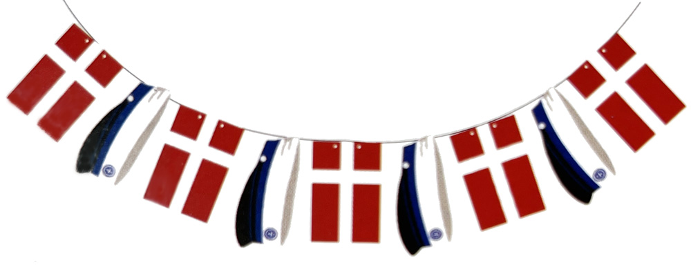 Studenter Guirlande med Blå Huer og Flag til Fest
