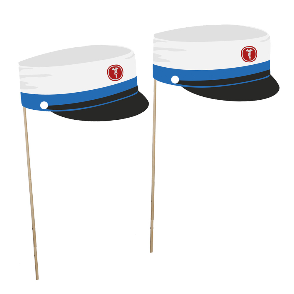 Blå Studenterflag med Huer – 5 Stk til Dimissionsfest