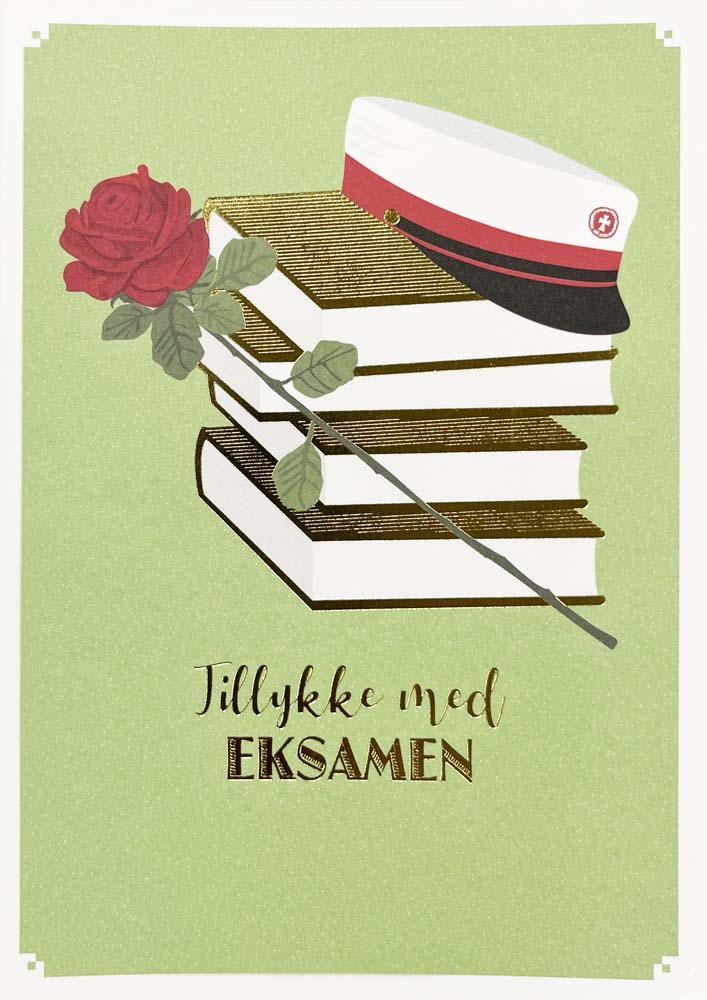 Studenterkort med Rød Hue – Tillykke med Eksamen!