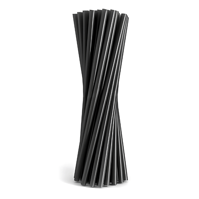 Sugerør Sort 200x6mm Flergang 50x Plastik
