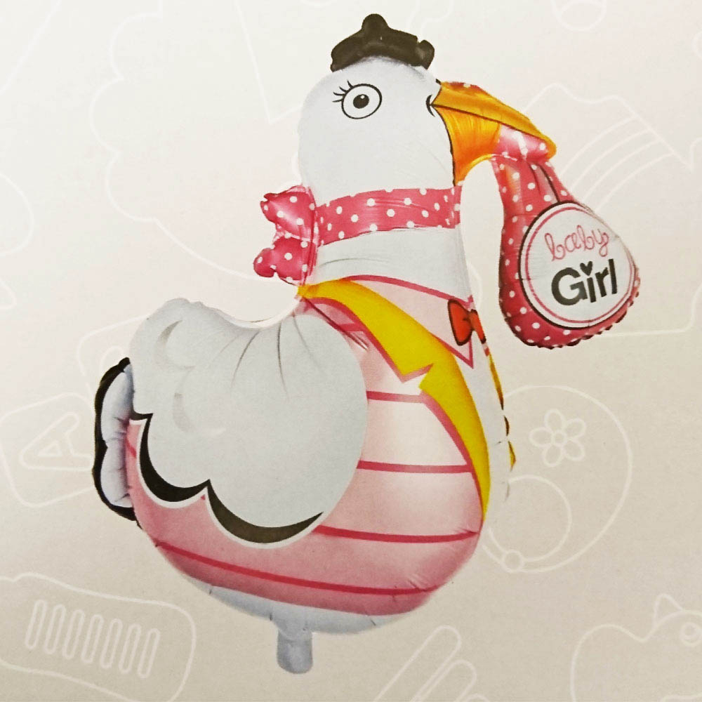 Lyserød Stork Folieballon til Baby Shower Fest