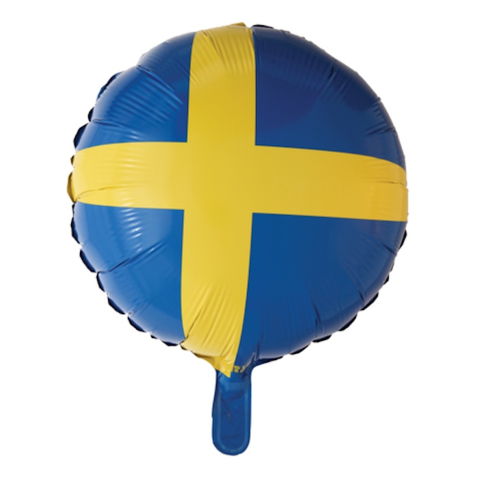 Sverige Rund Folieballon 45 cm til Festlige Anledninger