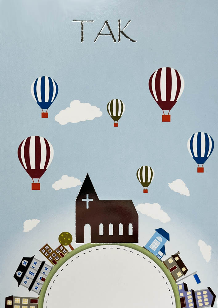 Takkekort til Konfirmation med Luftballoner - 5 stk.