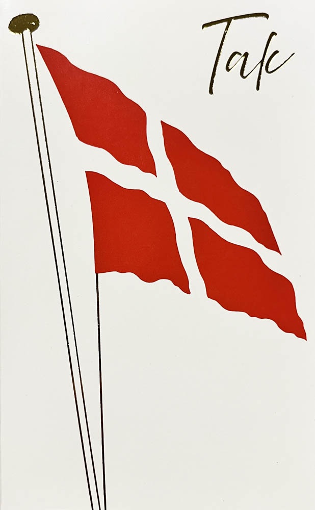 Dobbelt Takkekort med Dannebrog og Guldtryk - 5 Stk