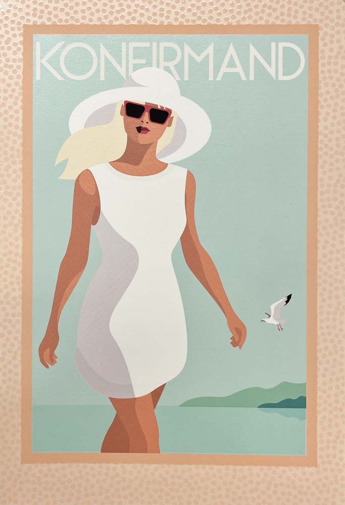Elegant Konfirmation Telegram - Pige ved Strand Design