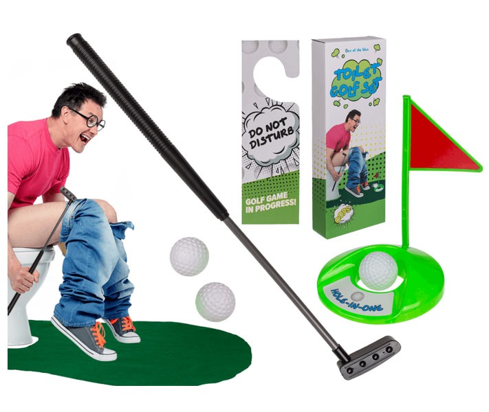 Toilet Golf Sæt – Sjovt Badeværelsesunderholdning!