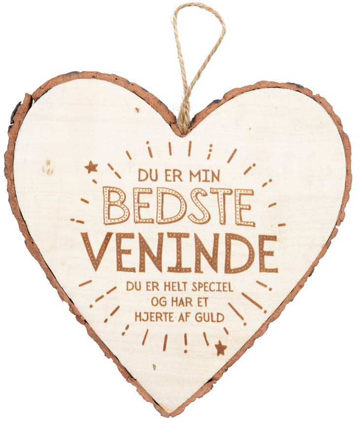 Træhjerte "Bedste Veninde" – Betænksom gave til hende