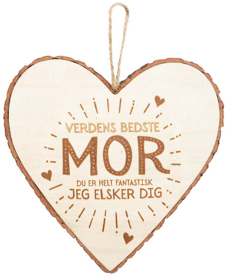 Træhjerte "Verdens Bedste Mor" – Unik gave til mor
