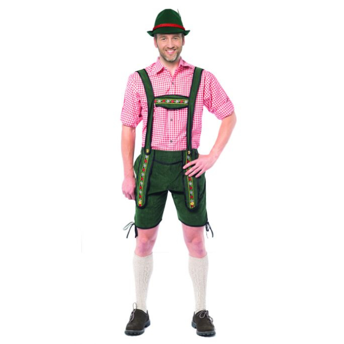 Korte Tyroler Lederhosen Bukser Johann i Grøn - Festlig Stil!
